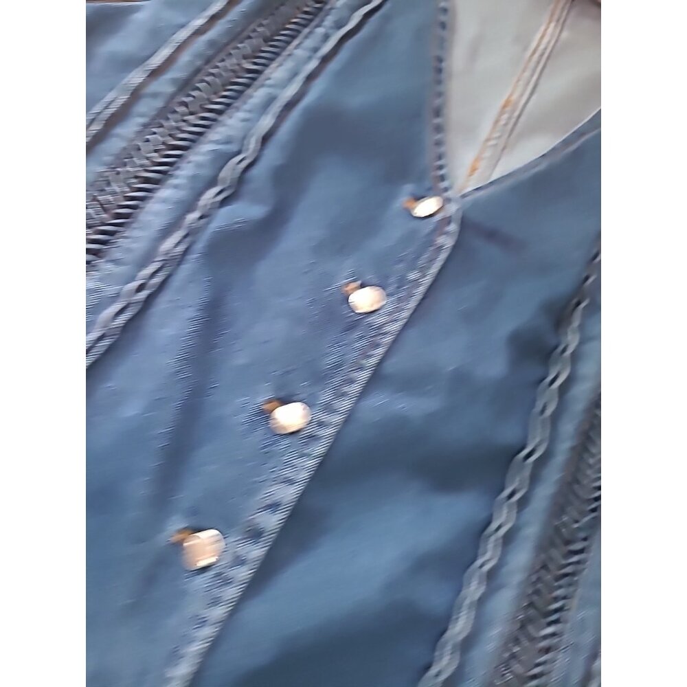 Poetic License Women's Vintage Denim Vest Size L Embellished Button Southwestern - Picture 13 of 15